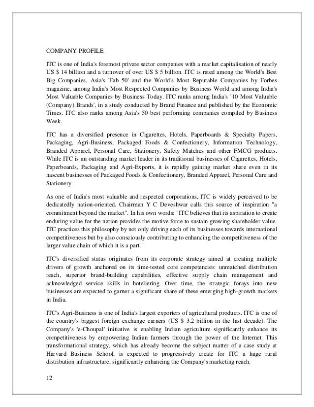conclusion on itc project itc business model